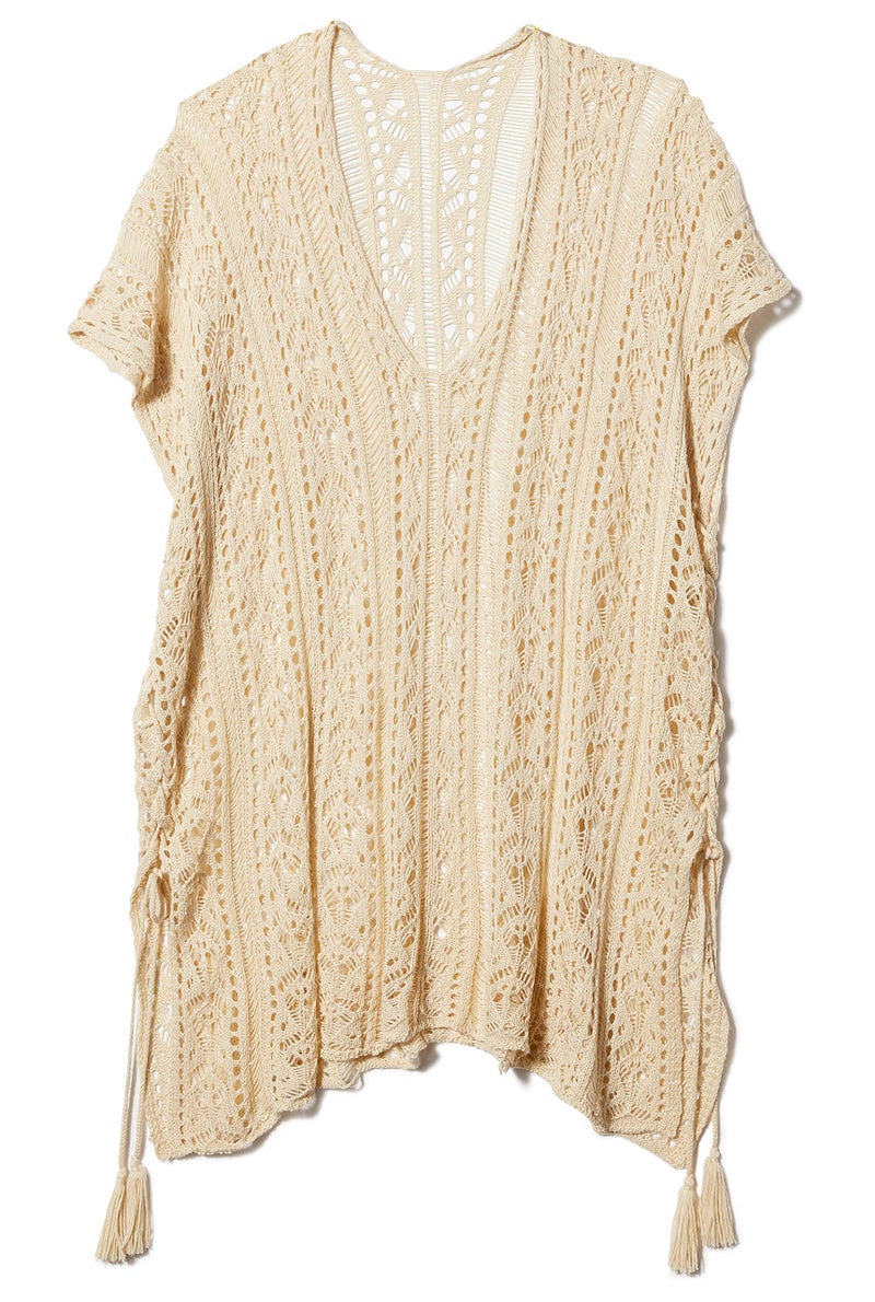 Jeasona Womenâ€™s Bathing Suit Cover Up Beach Bikini Swimsuit Swimwear Crochet Dress (Beige, XL) - Image 4